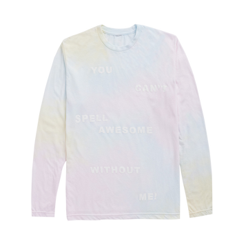 Tie Dye Long Sleeve Tee With White Print Design